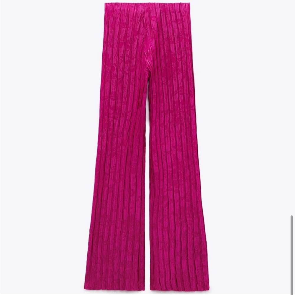 Zara Pink Wide Leg Jumpsuit with Pleated Texture - Picture 8 of 11